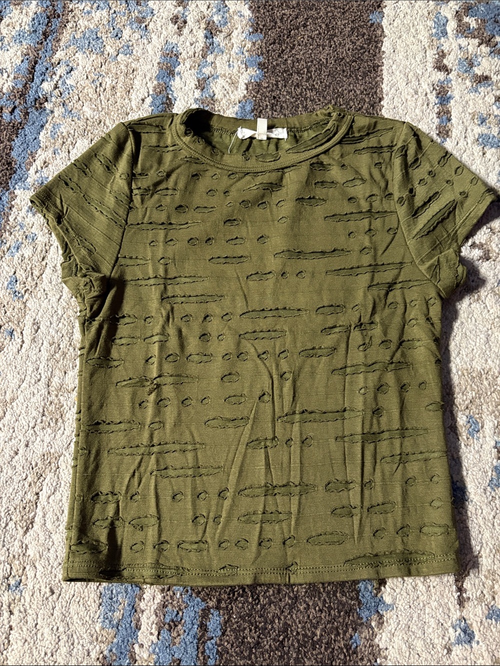 Gilded Intent Olive Distressed Short Sleeve Crewneck Tee